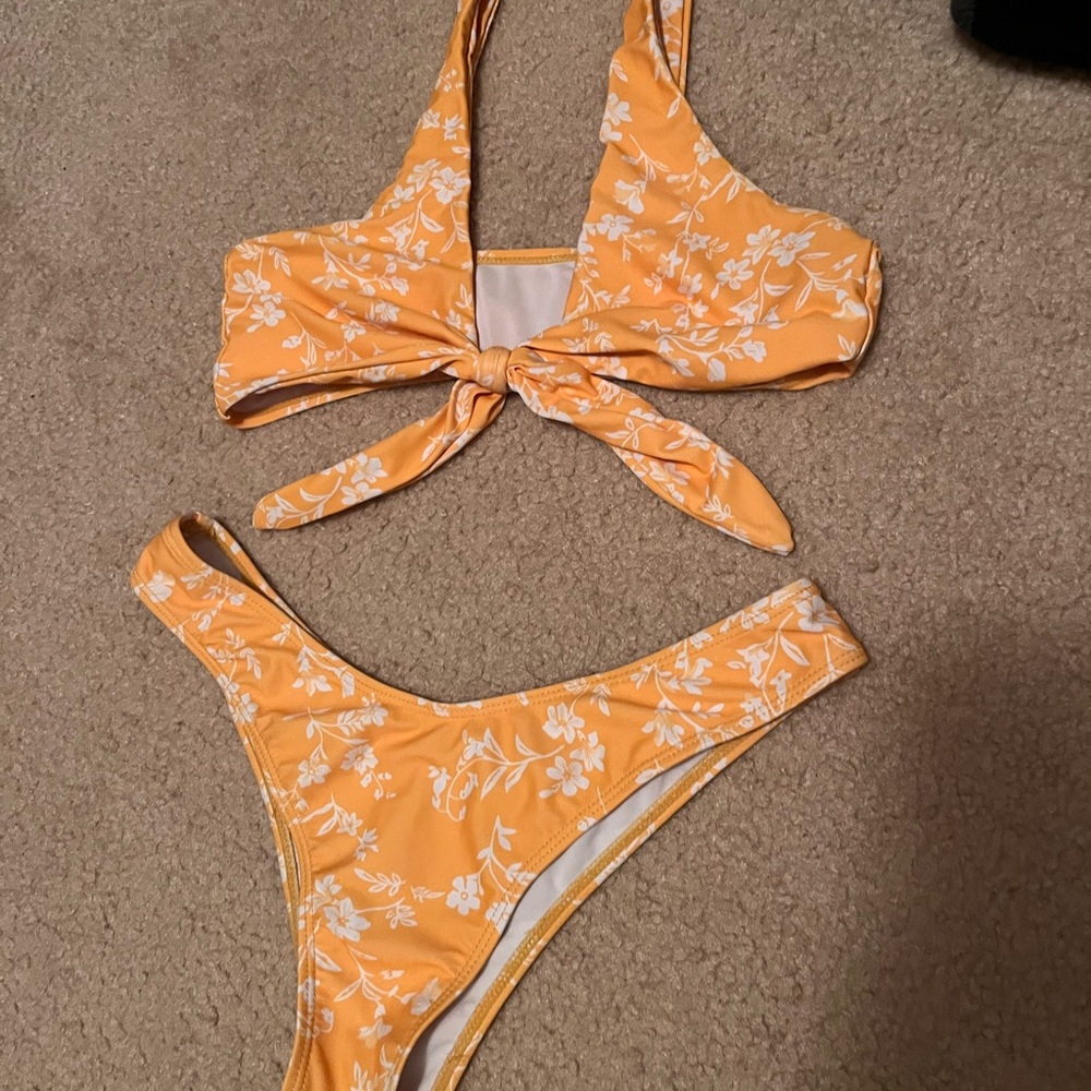 Yellow floral bikini!